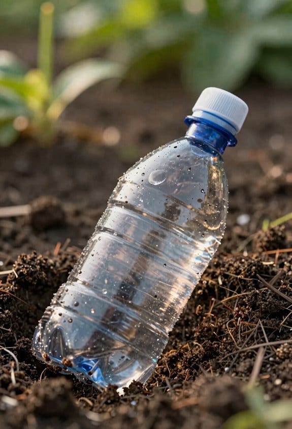 bury bottle upright four inches