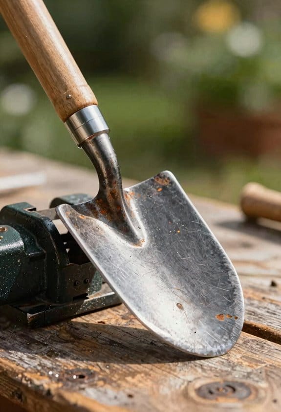 clean secure correctly positioned hoe